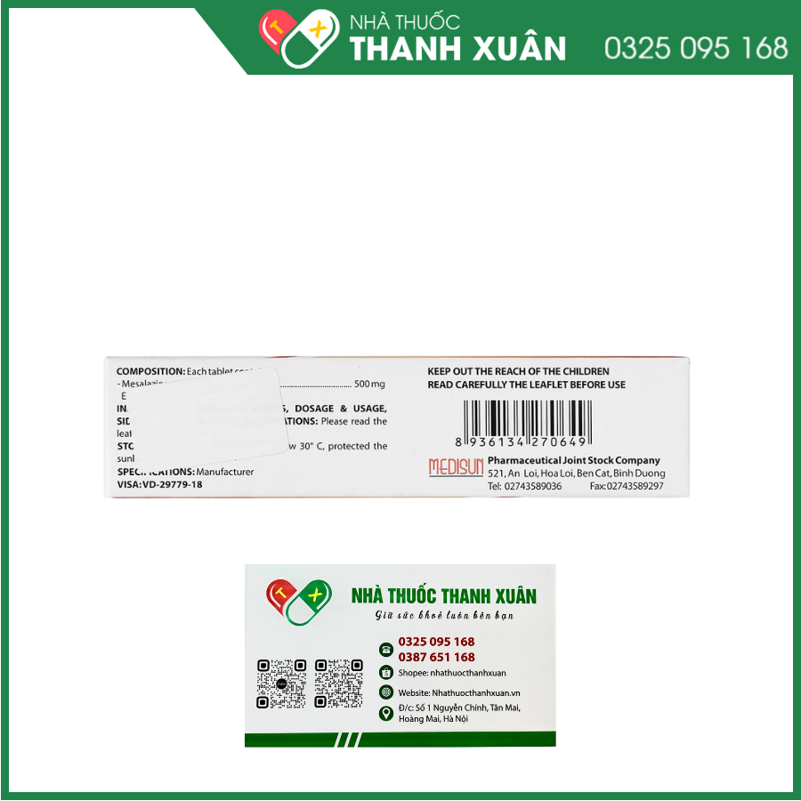 Fedcerine 500mg điều trị viêm loét đại tràng